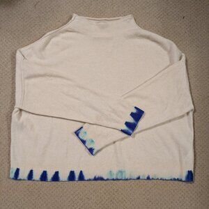 Anthropology Cream Cashmere Sweater with Tye Dye TIpping